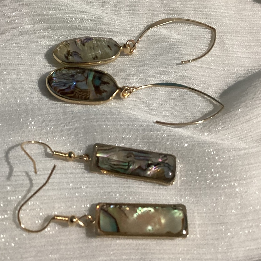 🐚Abalone Shell Earring Set – 2 Pair Bundle ✨ - Picture 6 of 17